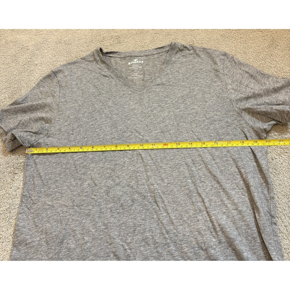 Bombas Womens Medium V-Neck T-Shirt Heather Grey Peruvian Pima Cotton Tee Summer - Picture 4 of 7